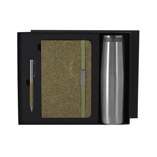 Conjunto Kaley: Bloco, Caneta e Garrafa Térmica Sustentável