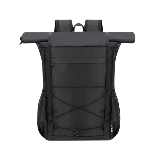 Mochila Zanjur RPET com Fecho Enrolável e Compartimento para Portátil