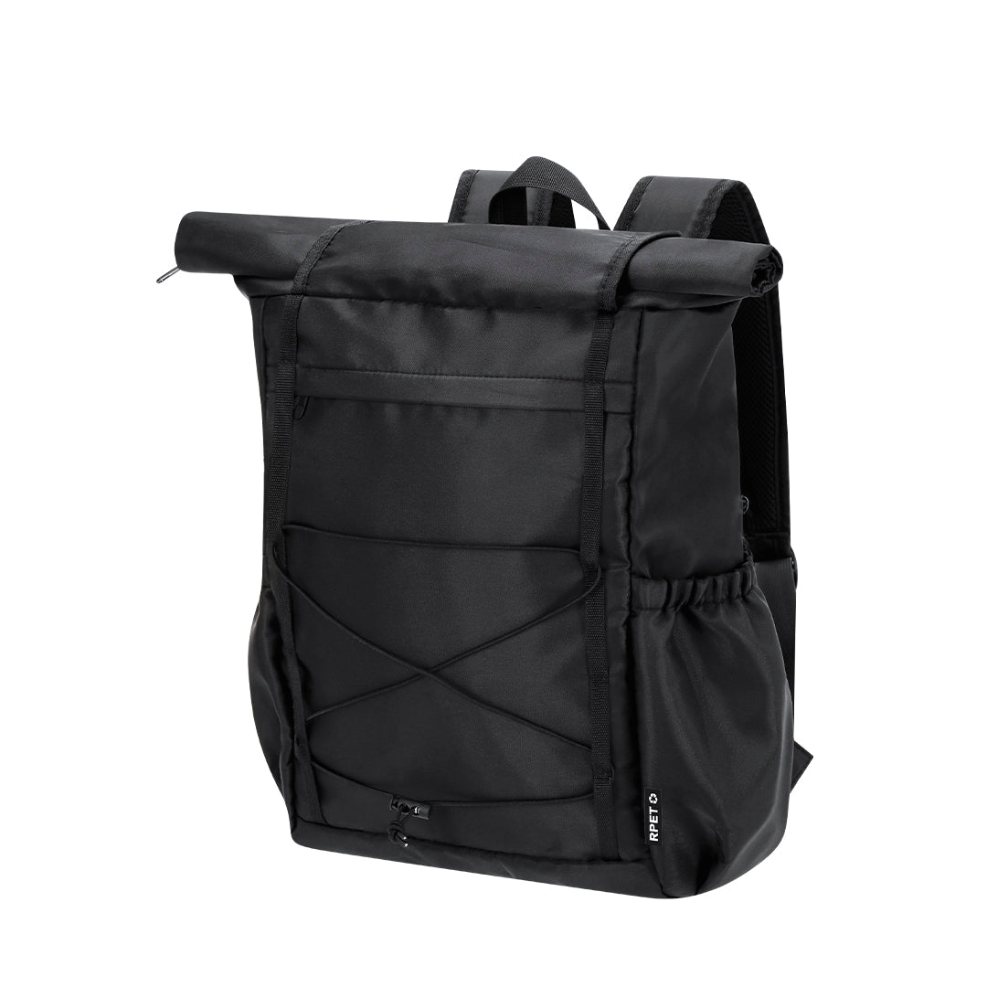 Mochila Zanjur RPET com Fecho Enrolável e Compartimento para Portátil