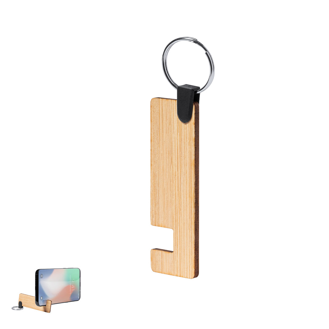 Porta-chaves Suporte em Bambu Natural para Telemóvel