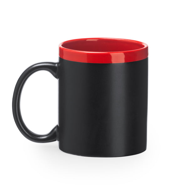 Caneca de Cerâmica Preta 300ml com Interior Colorido