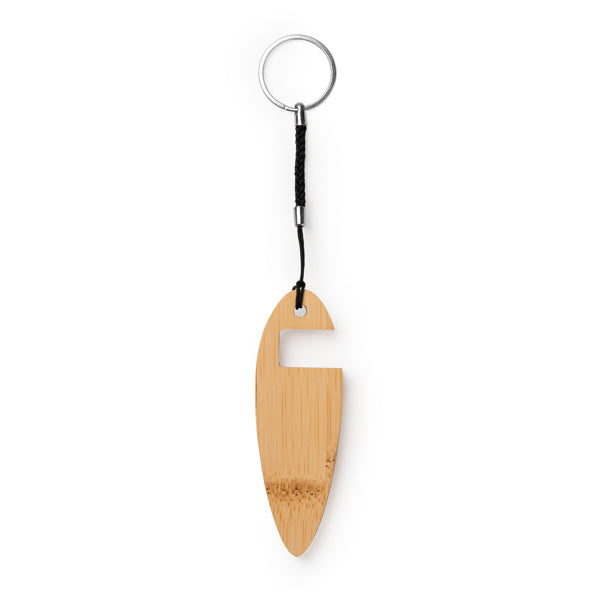 Chaveiro em Bambu com Design de Prancha de Surf