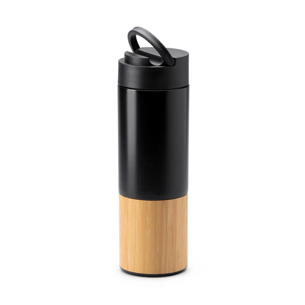 Garrafa Térmica em Tritan 600ml com Base em Bambu