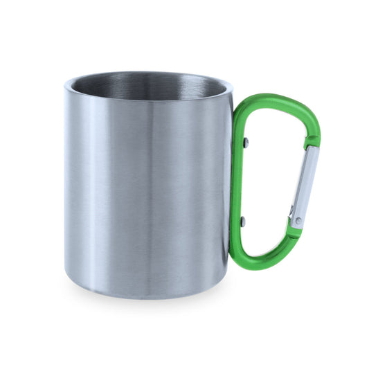 Caneca de Aço Inox 210ml com Mosquetão Colorido