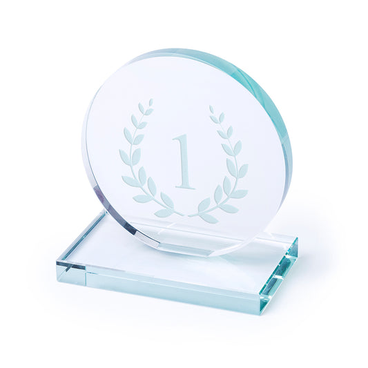 Placa de Cristal Owen com Design Elegante e Base Quadrada