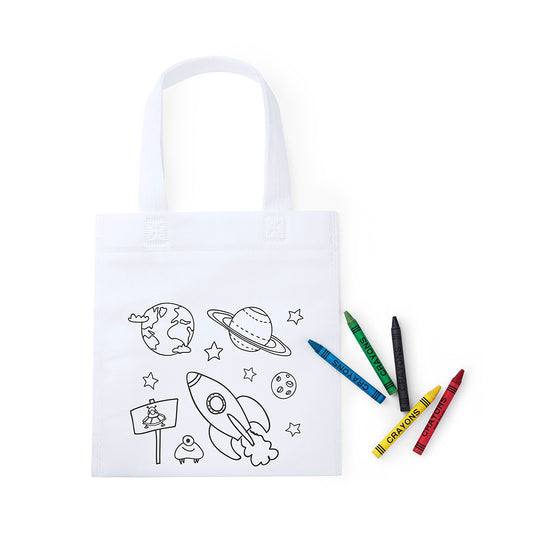 Bolsa branca para colorir com 5 ceras coloridas