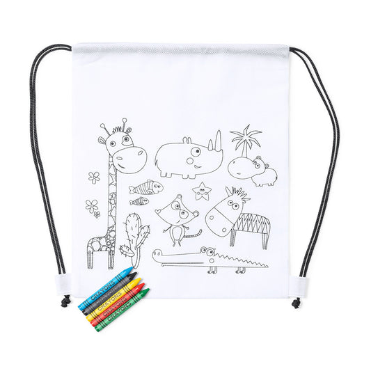 Mochila Branca para Colorir com 5 Ceras Incluídas