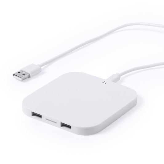 Carregador Sem Fios Minimalista Branco com USB Dual