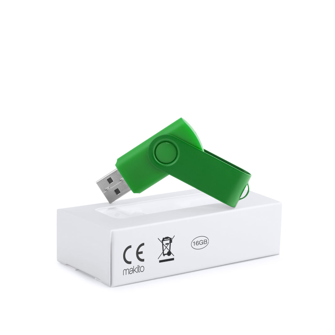Pen USB 16GB com Mecanismo Giratório e Clip Metálico