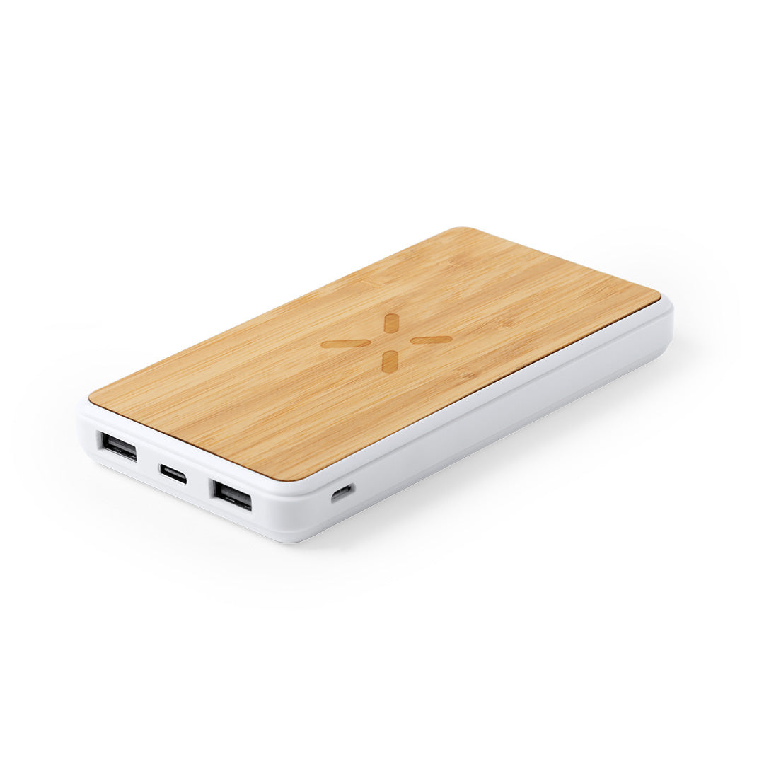 Power Bank Dickens com Carregamento Sem Fios e Bambu