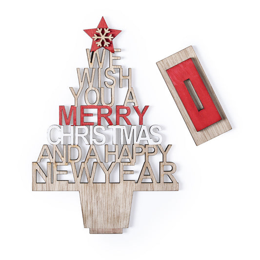 Árvore de Natal em Madeira com Mensagem Troquelada