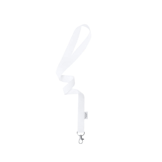 Lanyard Antibacteriano Branco com Mosquetão Metálico
