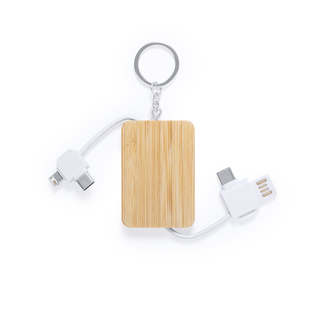 Carregador Chaveiro Compacto em Bambu Nature