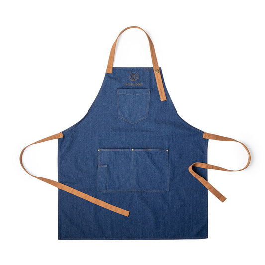 Avental Denim Resistente com Bolsos Reforçados