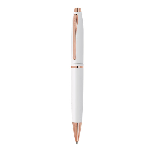 Caneta Calais White com Detalhes em Ouro Rosa