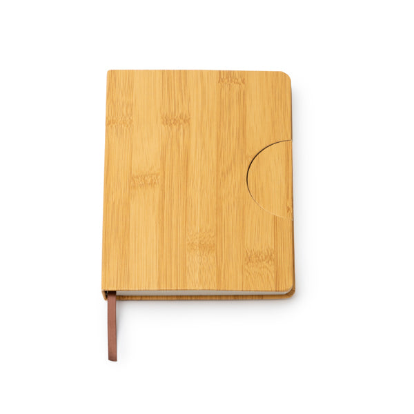 Caderno de Notas em Bambu com Capa em Couro Sintético