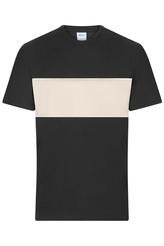 T-shirt unissexo colour-block com inserção contrastante