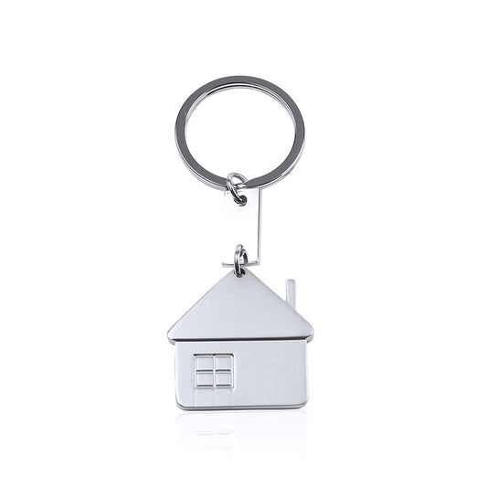 Llavero metálico casa com acabamento mate elegante