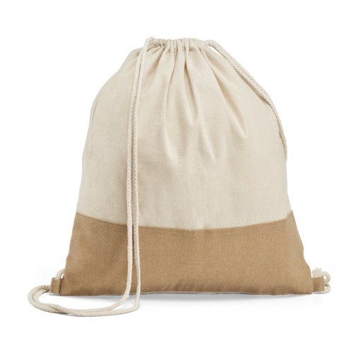 Saco Mochila 100% Algodão com Detalhe em Imitação Juta
