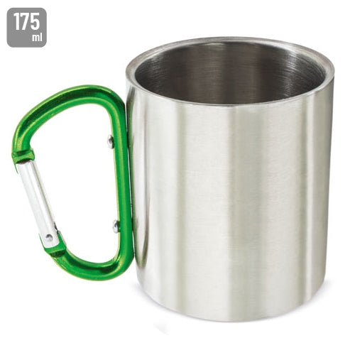 Caneca com Mosquetão Aço Inoxidável 175 ml