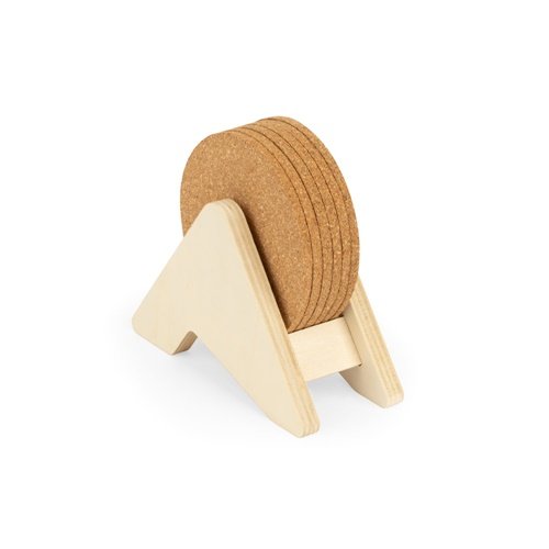 PLYCORK: Suporte em Contraplacado com Bases em Cortiça para 6 Copos