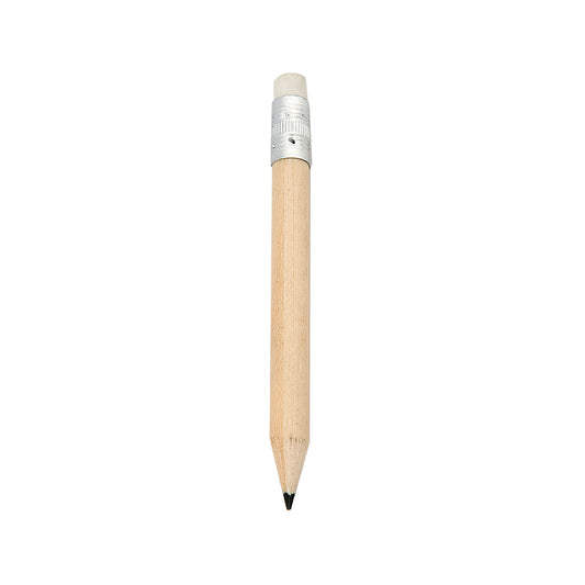 Mini Lápis de Madeira Natural com Borracha Branca