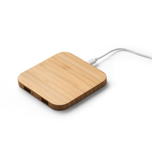 DALTON Carregador Wireless 15W em Bambu com Hub USB