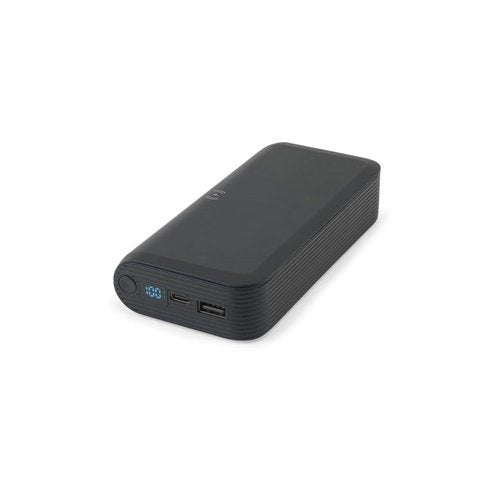 Power bank BECKER 20.000 mAh em ABS reciclado com carregamento wireless 15W