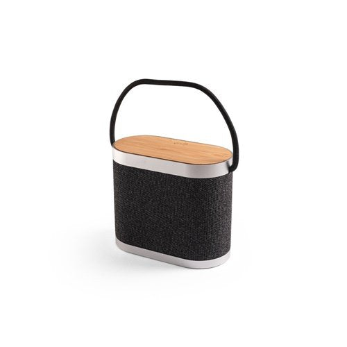 GUETTA - Coluna Portátil 5W com Carregador Wireless 15W em Bambu e PET Reciclado