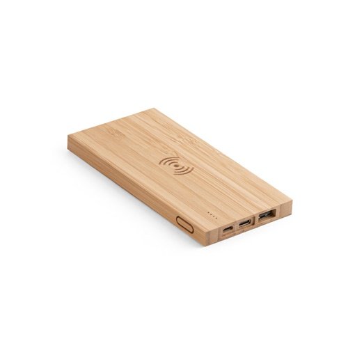 FITCH Power bank 5.000 mAh com carregador wireless em bambu 5W