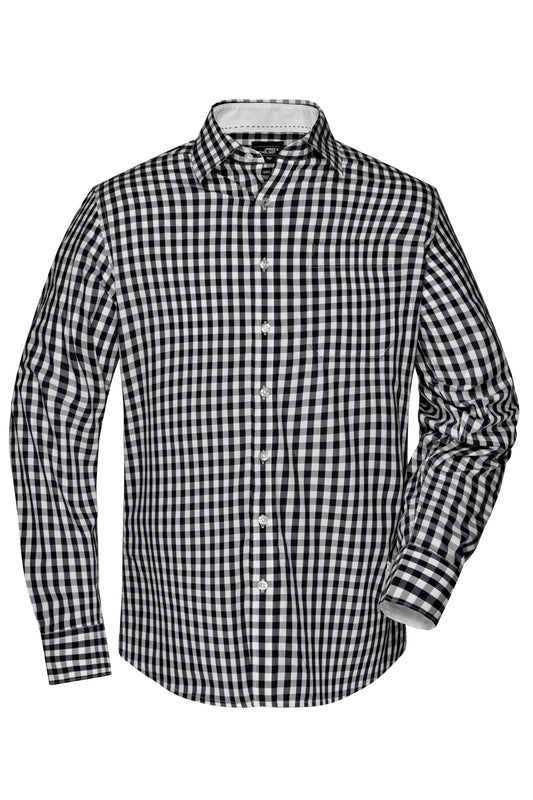 Camisa Homem Xadrez com Detalhes Contrastantes