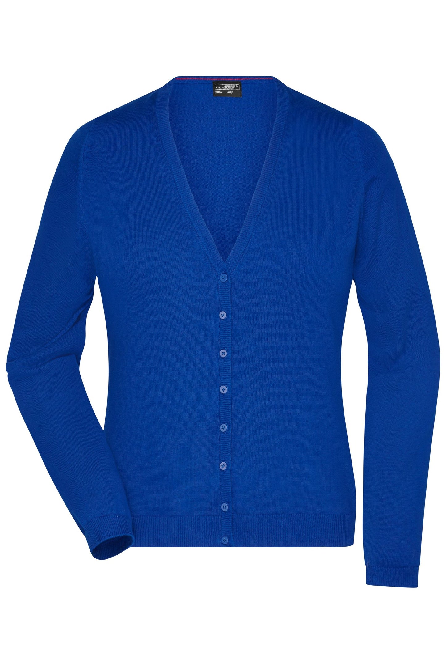 Cardigan Senhora Gola V em Algodão Clássico