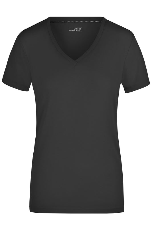 T-shirt Senhora Elástica com Decote em V