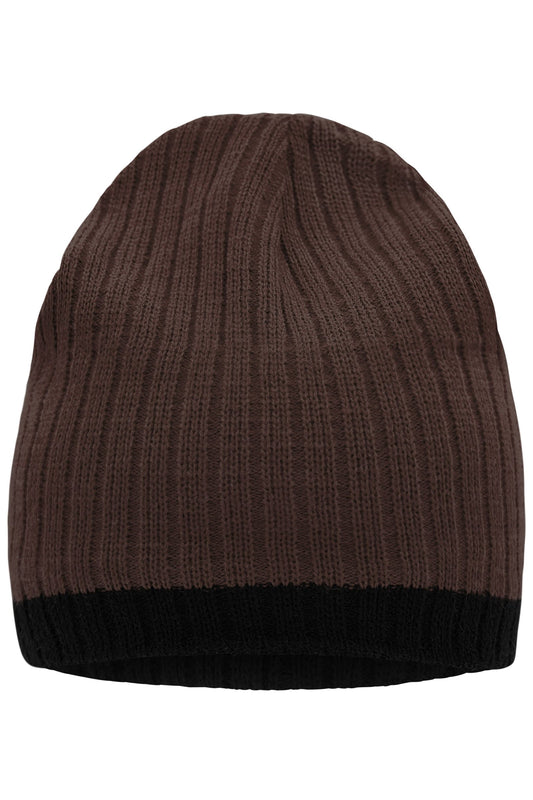 Gorro de Malha com Padrão Riscado Clássico