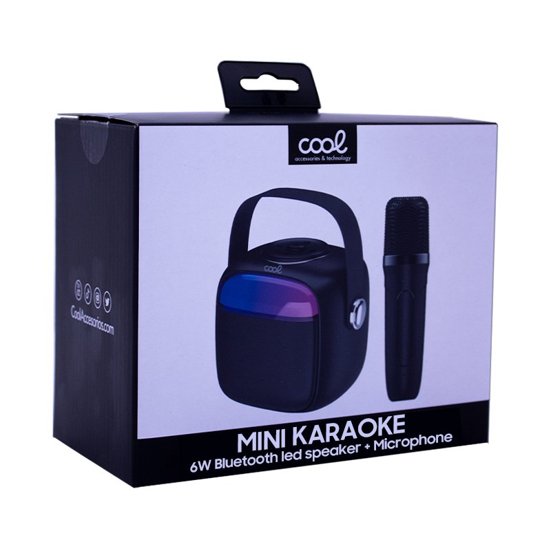 Alto-falante musical Bluetooth universal 6W COOL Mini Karaokê + Microfone Preto