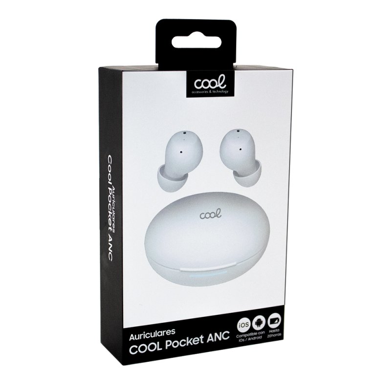 Auscultadores estéreo Bluetooth ANC COOL Pocket Branco