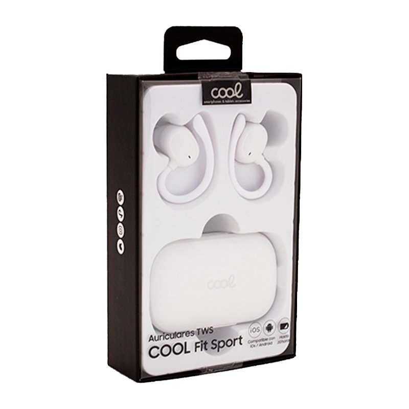 Auscultadores estéreo Bluetooth Dual Pod Fone de ouvido sem fio COOL Fit Sport branco