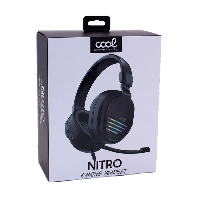 Auscultadores estéreo Gaming COOL Nitro RGB Lighting + Adapt. Áudio de 3,5 mm incluído