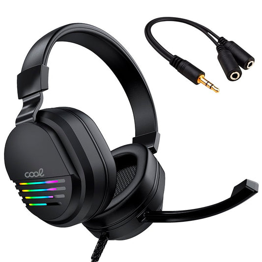Auscultadores estéreo Gaming COOL Nitro RGB Lighting + Adapt. Áudio de 3,5 mm incluído