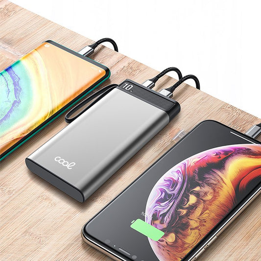 Banco de alimentação de bateria externa universal 10.000 mAh COOL (3A / 20W PD) Prata