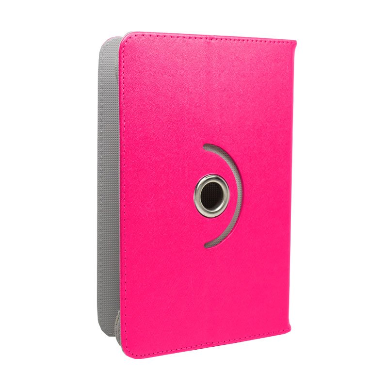 Capa COOL Ebook / Tablet 7 poleg. Couro Sintético Rosa Rotativa