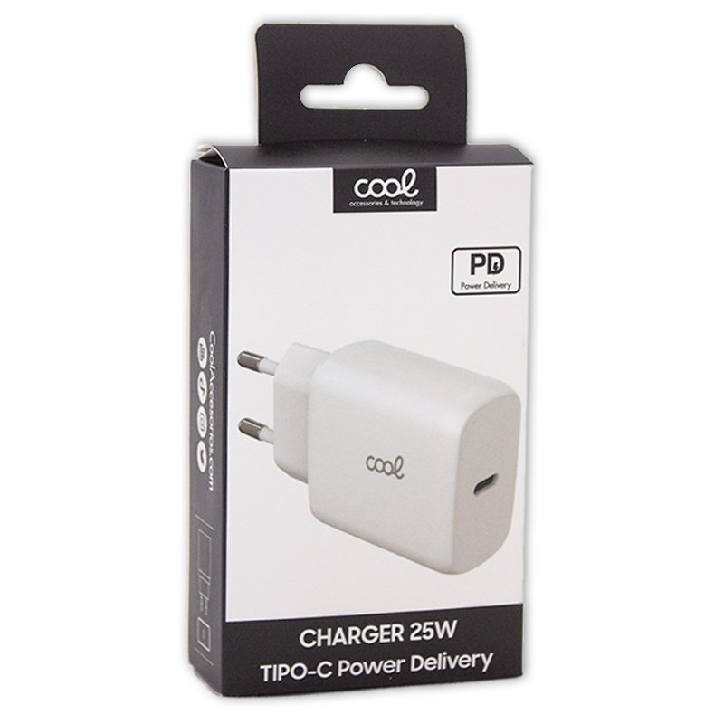 Carregador de Rede rápido universal (PD) Tipo C COOL (25 W) Branco