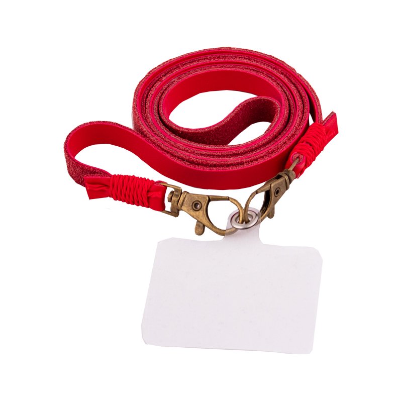 Cordão suspenso universal COOL em couro com cartão de smartphone Vermelho