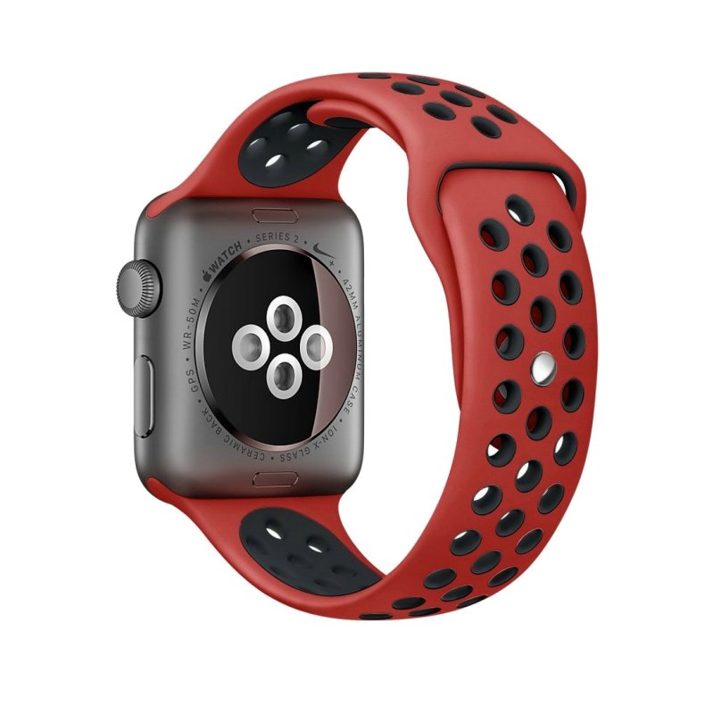 Correia COOL para Apple Watch Series 1 / 2 / 3 / 4 / 5 / 6 / 7 / 8 / 9 / SE (42 / 44 / 45 mm) Sport Vermelho-Preto