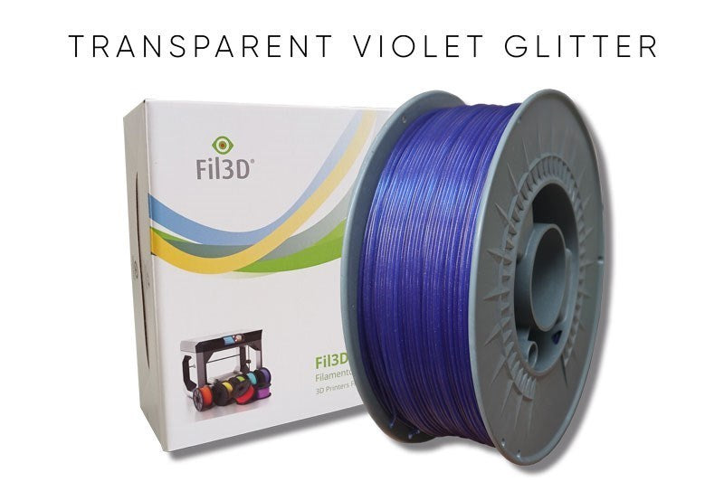 Filamento Tucab FIL3D PLA Violeta Glitter Transparente 1.75mm 1kg para impressão 3D