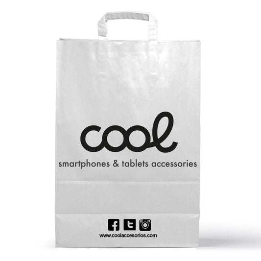 Pacote de 100 Sacos de PAPEL BRANCO COOL (23,5 x 18 cm)
