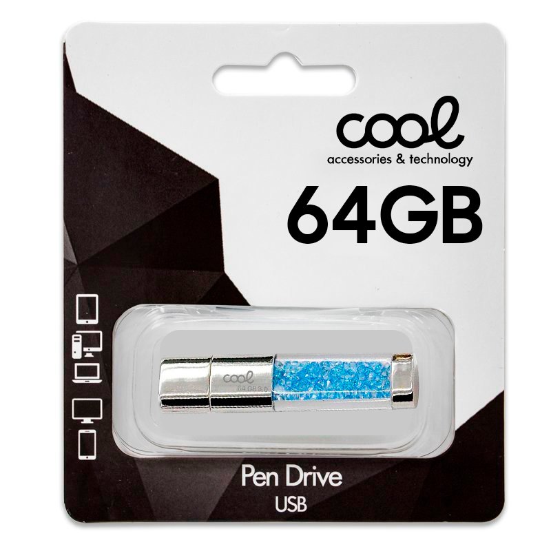 Pen Drive USB x64 GB 3.0 COOL Azul Claro