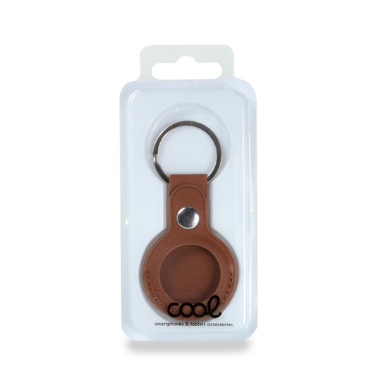Porta-chaves de proteção COOL compatível com AirTag Couro Marrom
