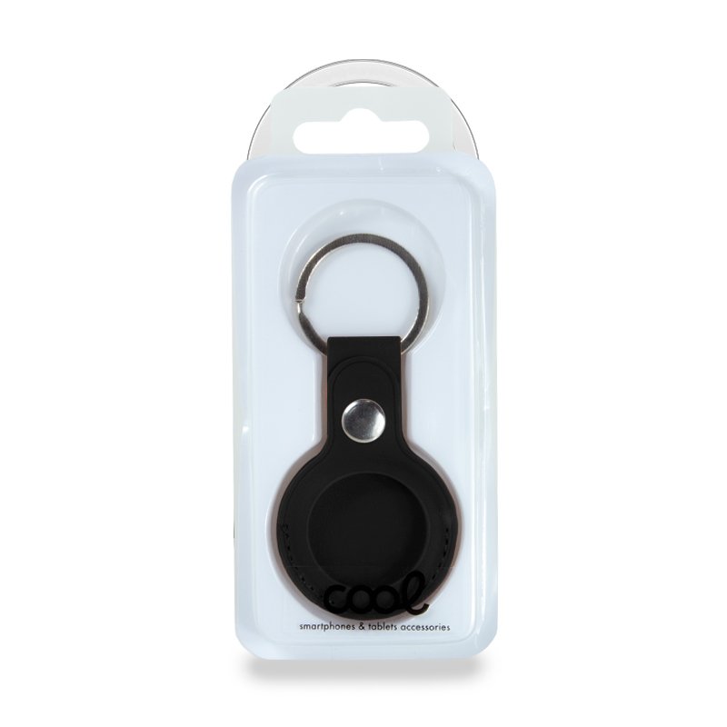 Porta-chaves de proteção COOL compatível com AirTag Couro Preto