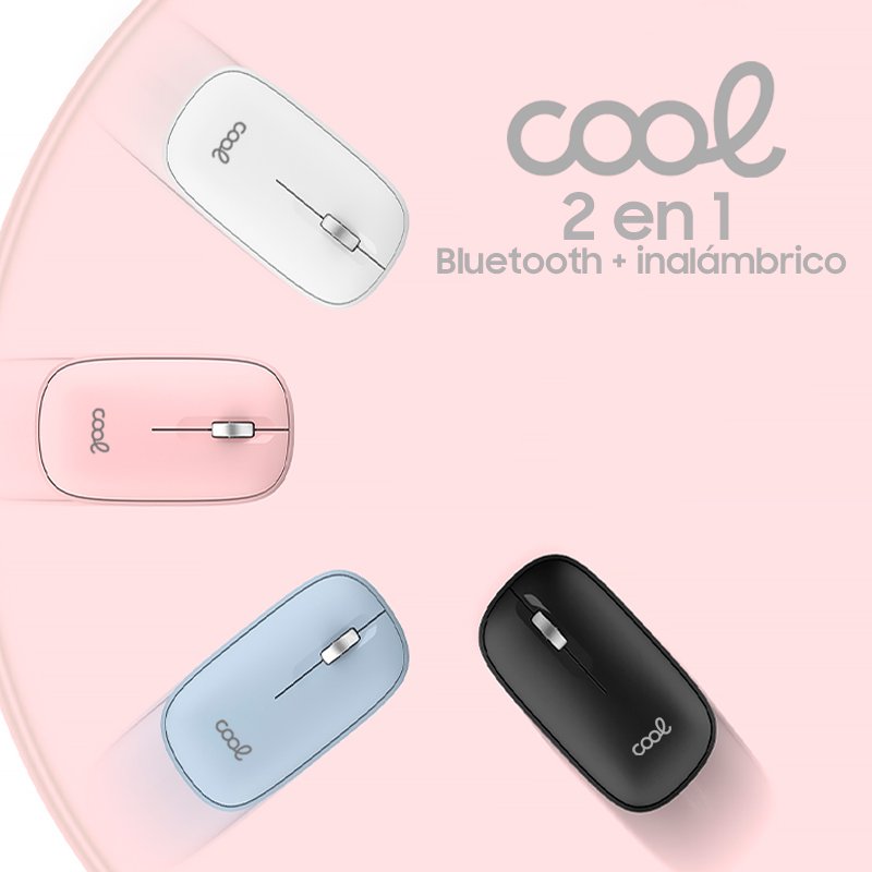 Rato Silencioso Sem Fios 2 em 1 (Bluetooth + Adaptação USB) COOL Slim Preto